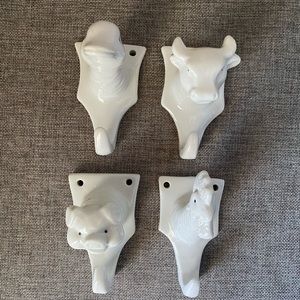 Ceramic Barnyard Animal Hooks